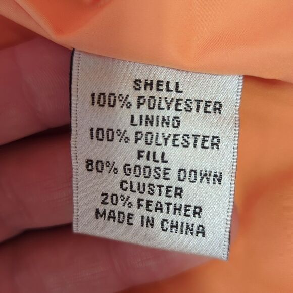 Talbots puffer goose down hooded orange vest S NWT - Picture 9 of 10